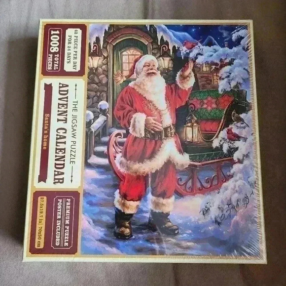 New Jigsaw Puzzle Advent Calendar Santa's Home 1008 Total Pieces Christmas - Picture 1 of 4